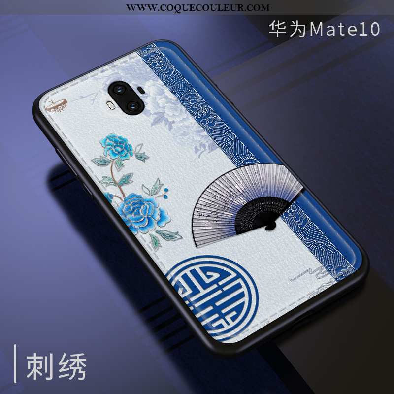 Coque Huawei Mate 10 Silicone Qualité Tendance, Housse Huawei Mate 10 Mode Modèle Fleurie Bleu Foncé