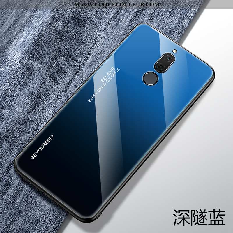 Housse Huawei Mate 10 Lite Protection Tendance Ultra, Étui Huawei Mate 10 Lite Verre Créatif Bleu