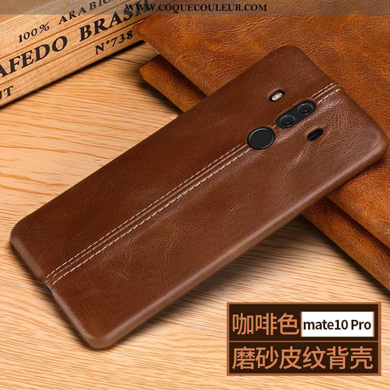 Coque Huawei Mate 10 Pro Cuir Véritable Protection Marron, Housse Huawei Mate 10 Pro Tendance Délavé