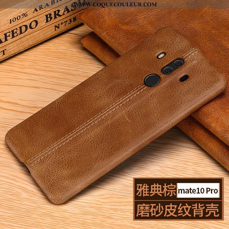 Coque Huawei Mate 10 Pro Cuir Véritable Protection Marron, Housse Huawei Mate 10 Pro Tendance Délavé