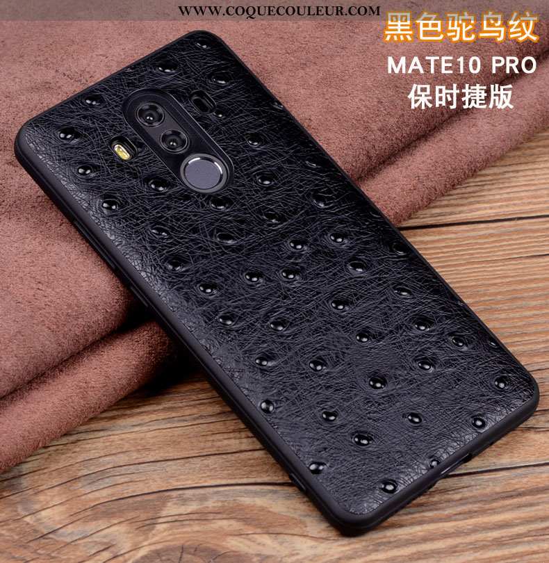 Housse Huawei Mate 10 Pro Cuir Téléphone Portable Véritable, Étui Huawei Mate 10 Pro Protection Noir