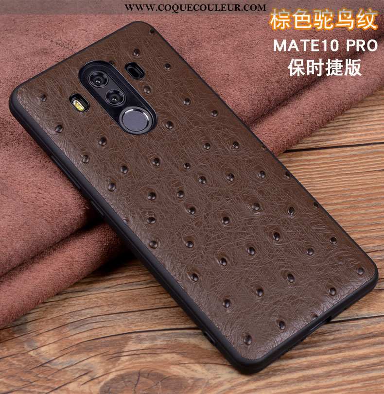 Housse Huawei Mate 10 Pro Cuir Téléphone Portable Véritable, Étui Huawei Mate 10 Pro Protection Noir