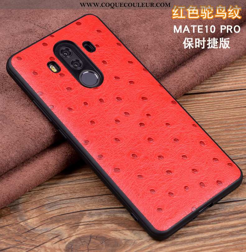 Housse Huawei Mate 10 Pro Cuir Téléphone Portable Véritable, Étui Huawei Mate 10 Pro Protection Noir