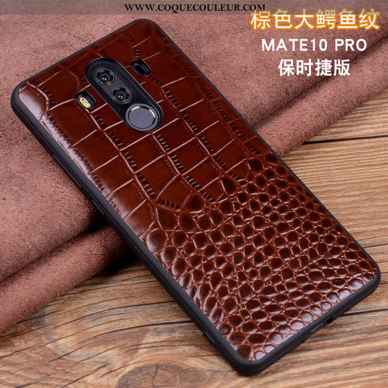 Housse Huawei Mate 10 Pro Cuir Téléphone Portable Véritable, Étui Huawei Mate 10 Pro Protection Noir