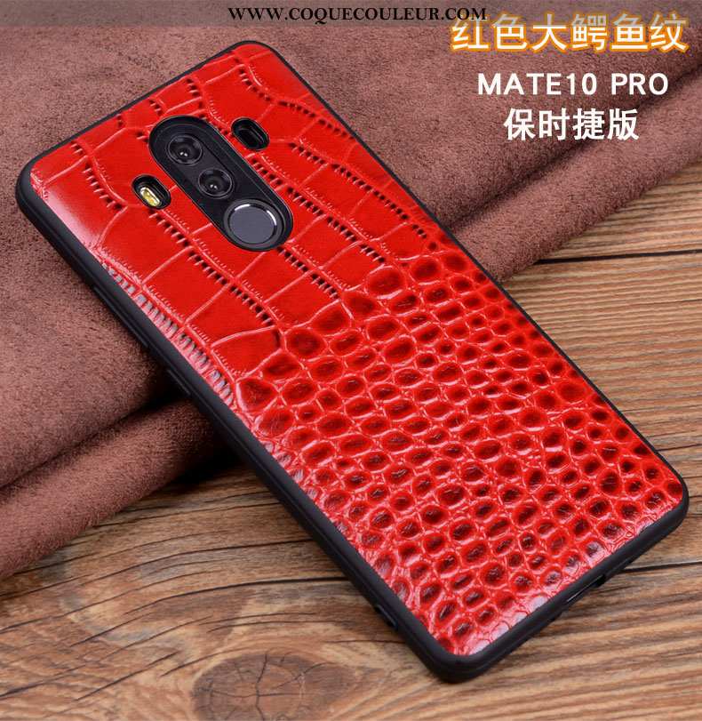 Housse Huawei Mate 10 Pro Cuir Téléphone Portable Véritable, Étui Huawei Mate 10 Pro Protection Noir