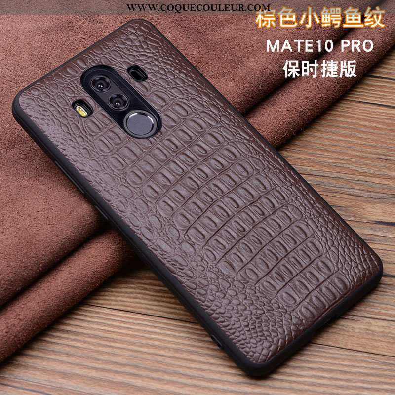 Housse Huawei Mate 10 Pro Cuir Téléphone Portable Véritable, Étui Huawei Mate 10 Pro Protection Noir