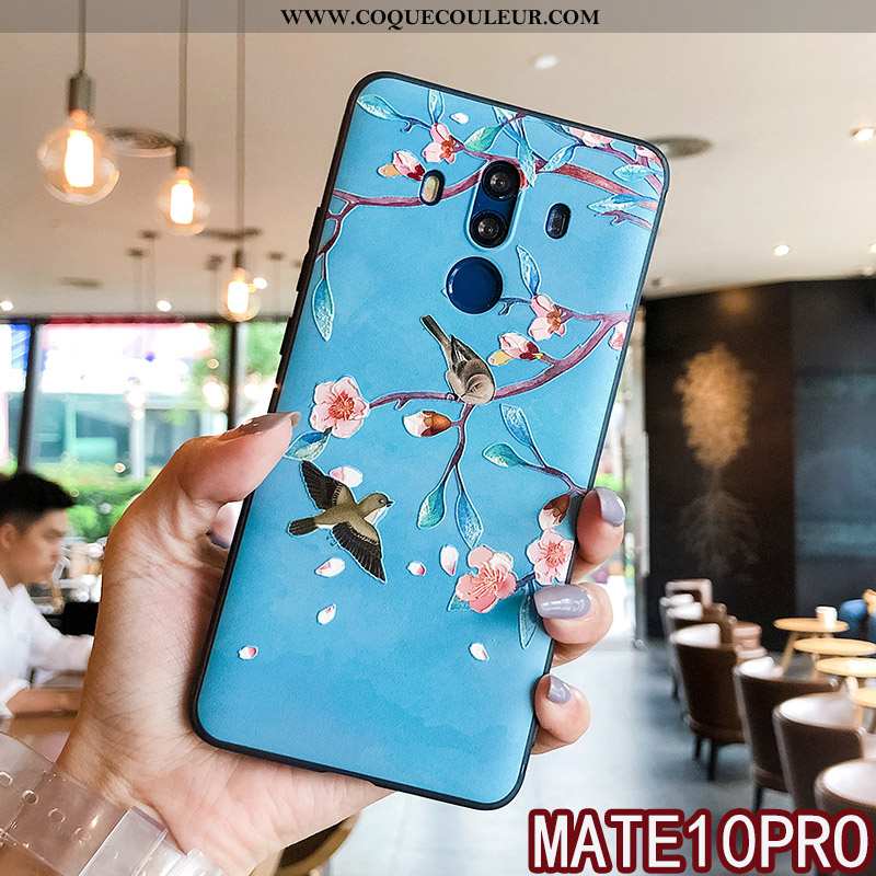 Housse Huawei Mate 10 Pro Gaufrage Floral Protection, Étui Huawei Mate 10 Pro Fluide Doux Blanche