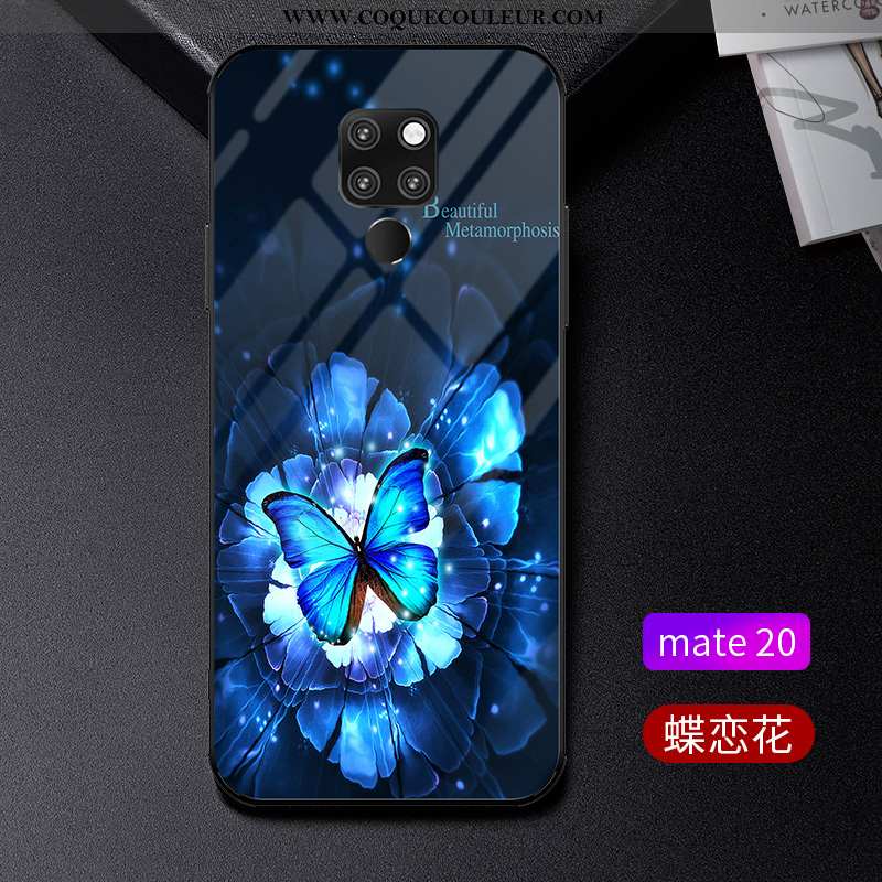 Étui Huawei Mate 20 Tendance Téléphone Portable Verre, Coque Huawei Mate 20 Légère Protection Bleu