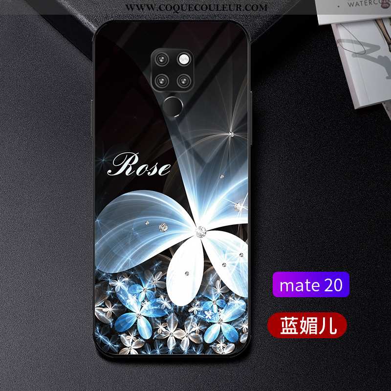 Étui Huawei Mate 20 Tendance Téléphone Portable Verre, Coque Huawei Mate 20 Légère Protection Bleu