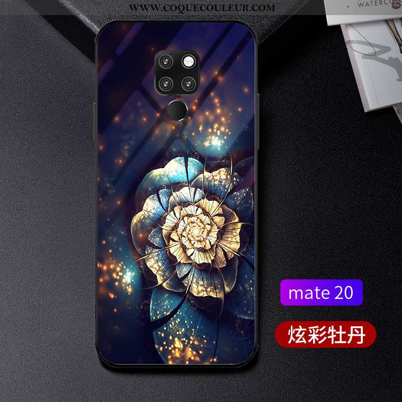 Étui Huawei Mate 20 Tendance Téléphone Portable Verre, Coque Huawei Mate 20 Légère Protection Bleu