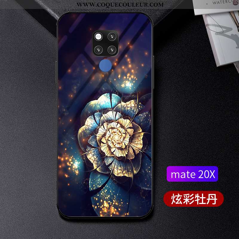 Étui Huawei Mate 20 Tendance Téléphone Portable Verre, Coque Huawei Mate 20 Légère Protection Bleu