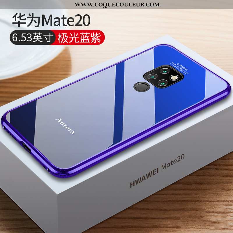 Étui Huawei Mate 20 Légère Métal Tout Compris, Coque Huawei Mate 20 Protection Verre Noir