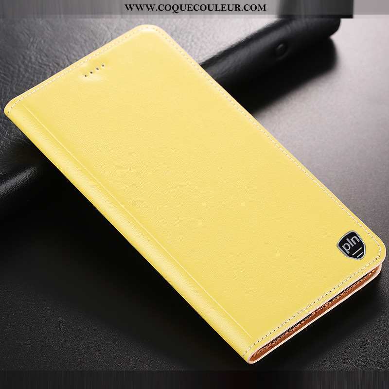 Étui Huawei Mate 20 Lite Cuir Véritable Coque Jaune, Huawei Mate 20 Lite Cuir Téléphone Portable Jau