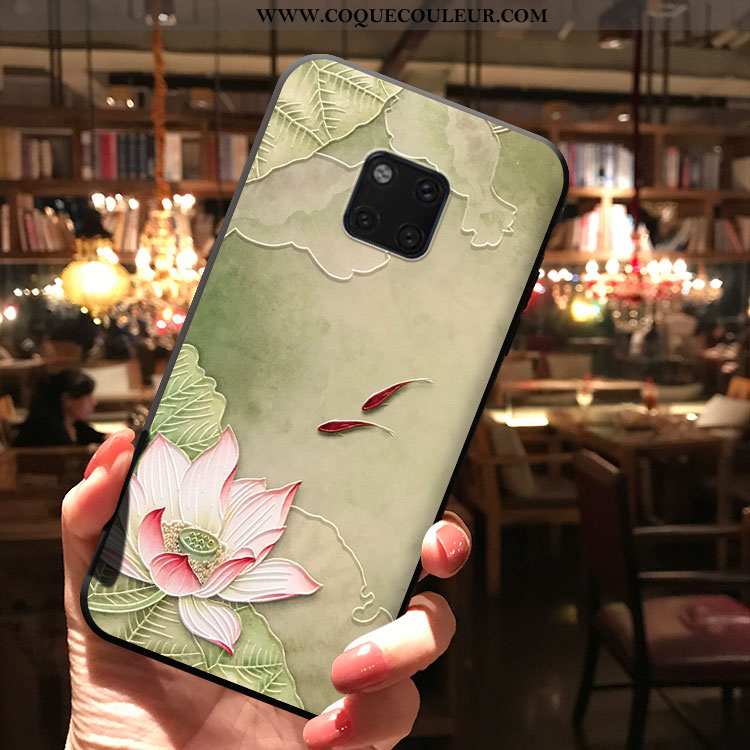 Étui Huawei Mate 20 Pro Mode Fleur Étui, Coque Huawei Mate 20 Pro Protection Vent Verte