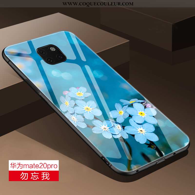 Housse Huawei Mate 20 Pro Verre Téléphone Portable Silicone, Étui Huawei Mate 20 Pro Personnalité Bl