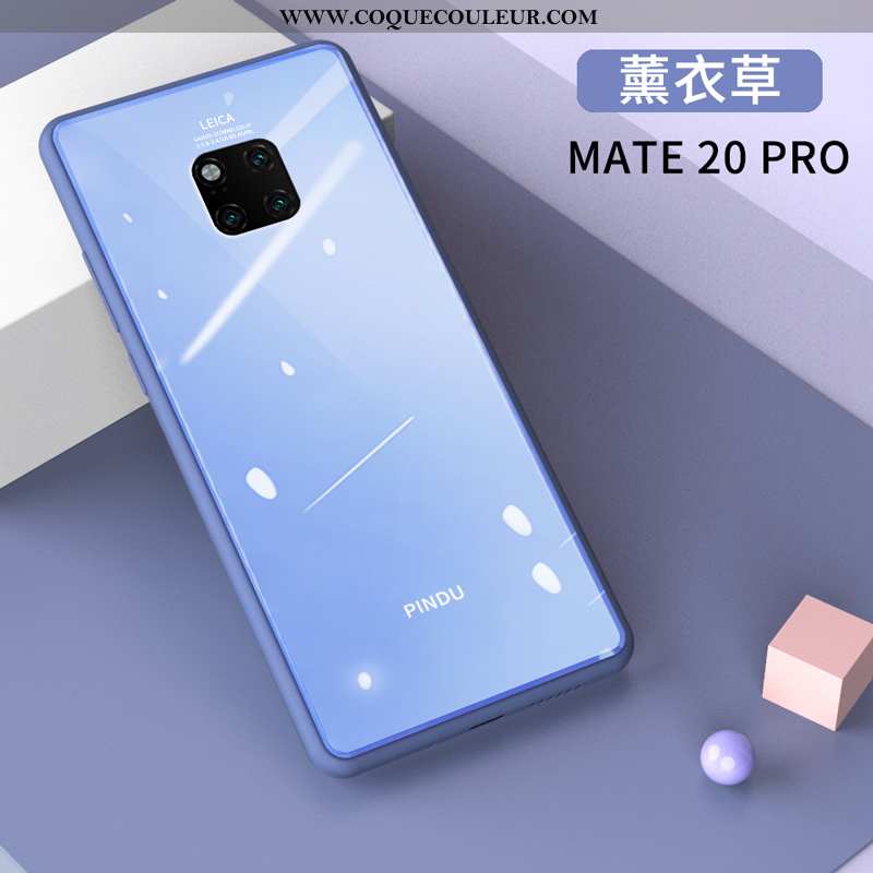 Étui Huawei Mate 20 Pro Protection Bleu Silicone, Coque Huawei Mate 20 Pro Verre Créatif