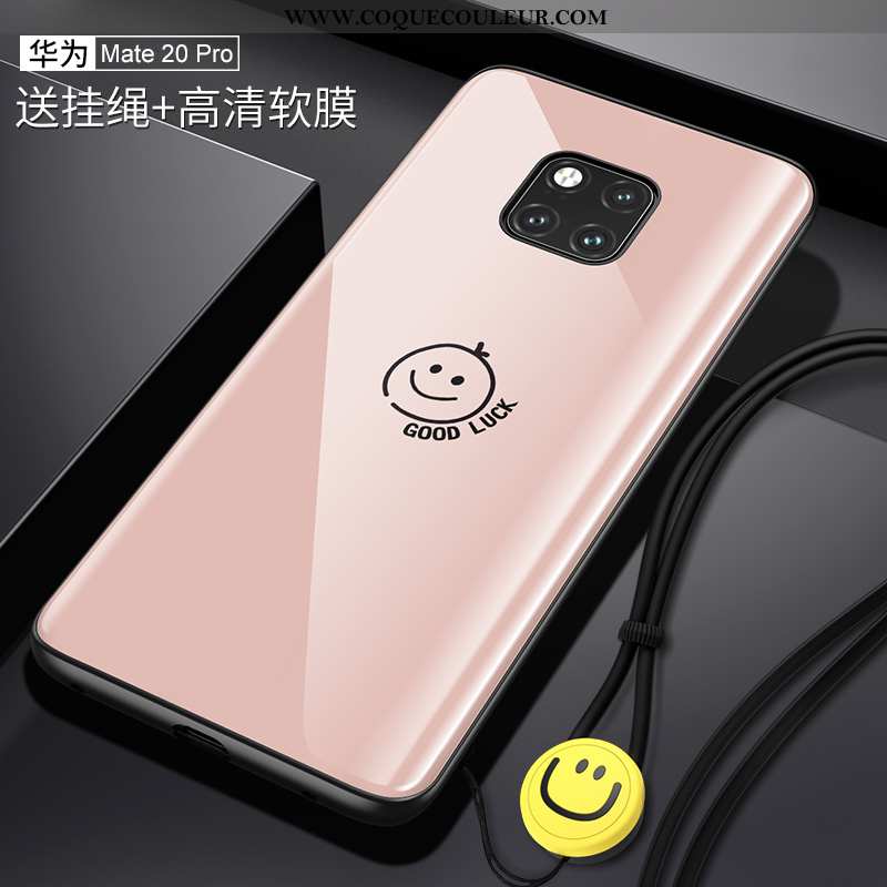 Étui Huawei Mate 20 Pro Protection Nouveau Simple, Coque Huawei Mate 20 Pro Verre Rose