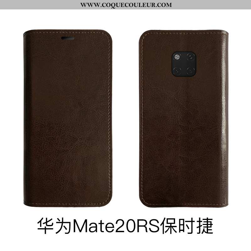 Coque Huawei Mate 20 Rs Protection Housse Noir, Huawei Mate 20 Rs Cuir Véritable Téléphone Portable 