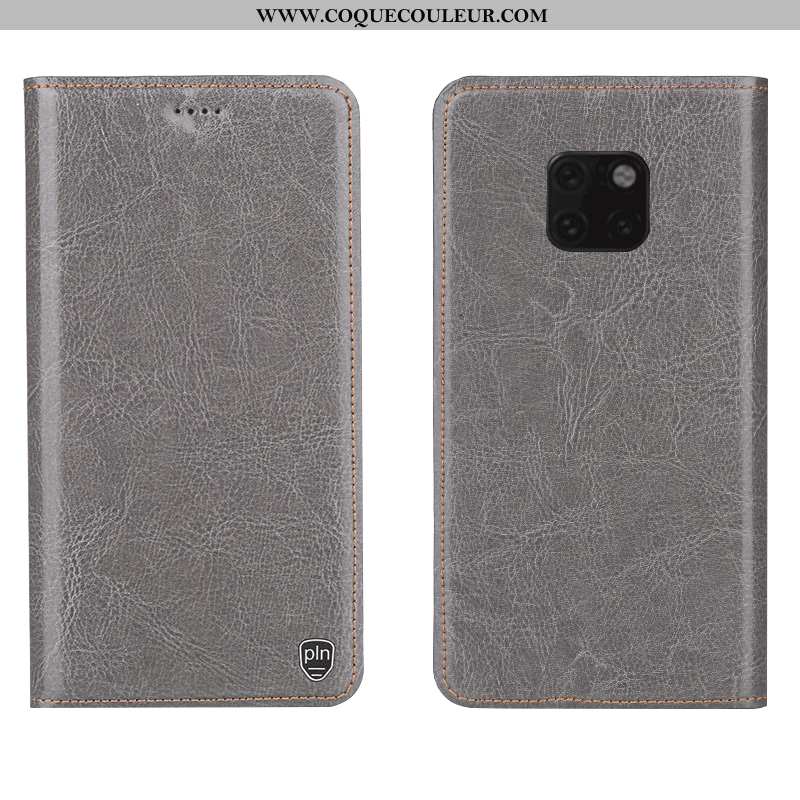 Coque Huawei Mate 20 Rs Cuir Gris Protection Véritable, Housse Huawei Mate 20 Rs Modèle Fleurie Étui