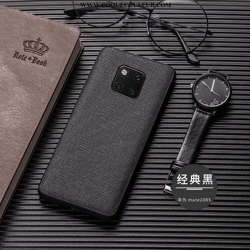 Housse Huawei Mate 20 Rs Cuir Véritable Noir Cuir, Étui Huawei Mate 20 Rs Ultra Fluide Doux