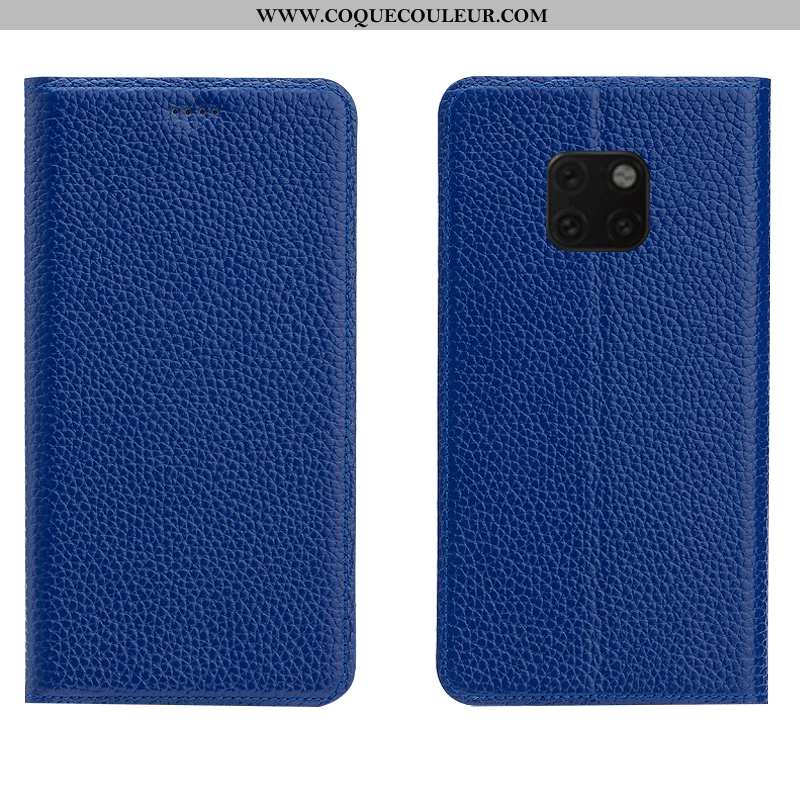 Housse Huawei Mate 20 Rs Protection Incassable Bleu, Étui Huawei Mate 20 Rs Cuir Véritable Cuir Bleu