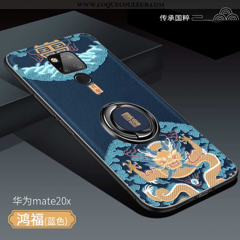 Étui Huawei Mate 20 X Silicone Style Chinois Magnétisme, Coque Huawei Mate 20 X Protection Anneau Ro