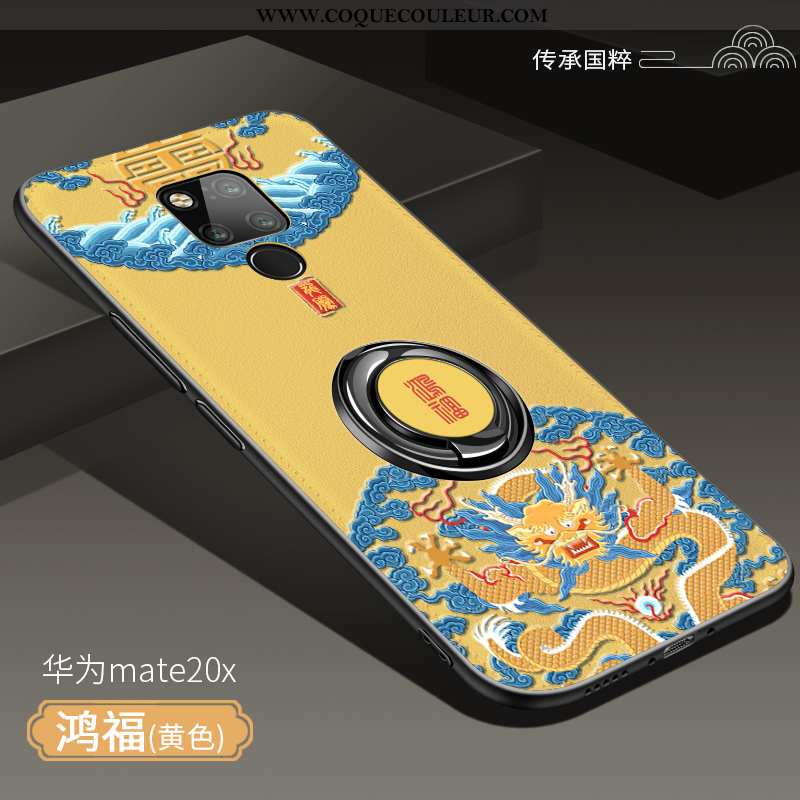 Étui Huawei Mate 20 X Silicone Style Chinois Magnétisme, Coque Huawei Mate 20 X Protection Anneau Ro