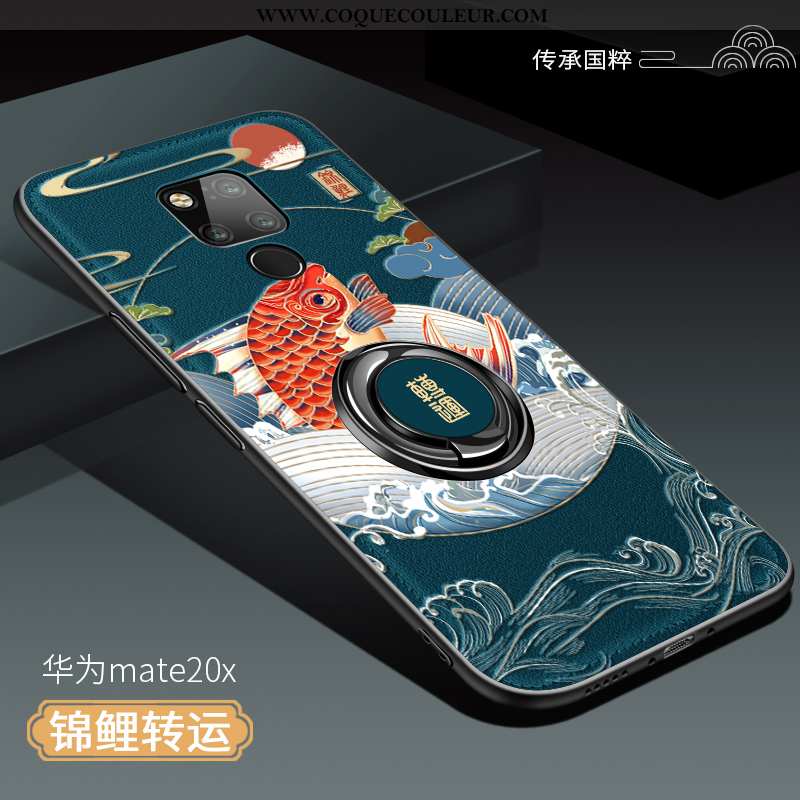 Étui Huawei Mate 20 X Silicone Style Chinois Magnétisme, Coque Huawei Mate 20 X Protection Anneau Ro