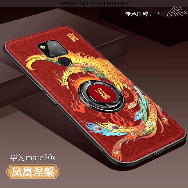 Étui Huawei Mate 20 X Silicone Style Chinois Magnétisme, Coque Huawei Mate 20 X Protection Anneau Ro