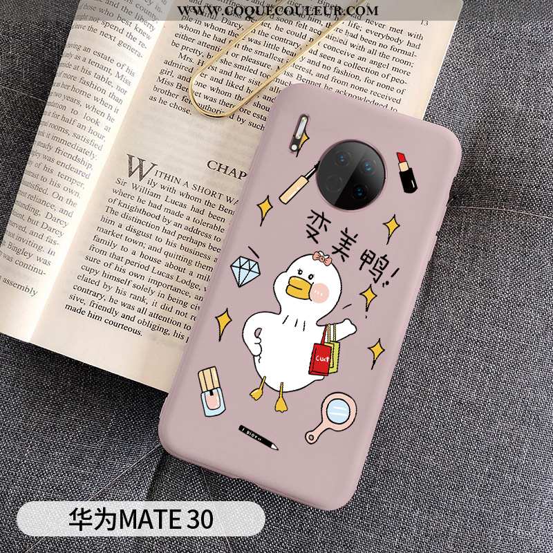 Coque Huawei Mate 30 Tendance Amoureux, Housse Huawei Mate 30 Fluide Doux Canard Rose