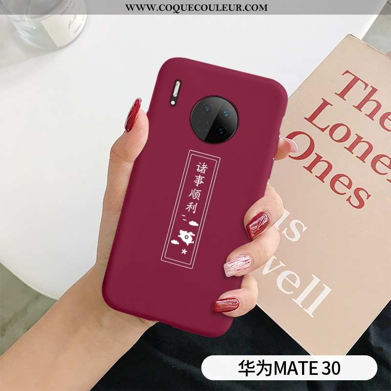 Coque Huawei Mate 30 Protection Cœur Personnalité, Housse Huawei Mate 30 Délavé En Daim Fluide Doux 