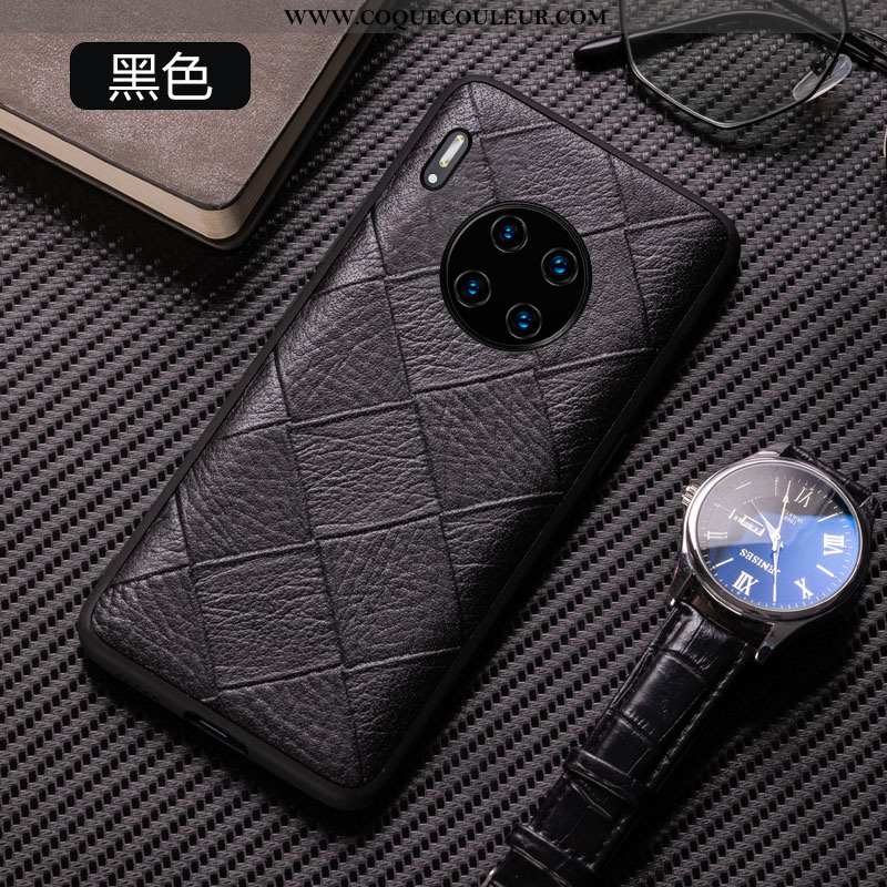 Étui Huawei Mate 30 Fluide Doux Téléphone Portable Légère, Coque Huawei Mate 30 Cuir Véritable Tout 