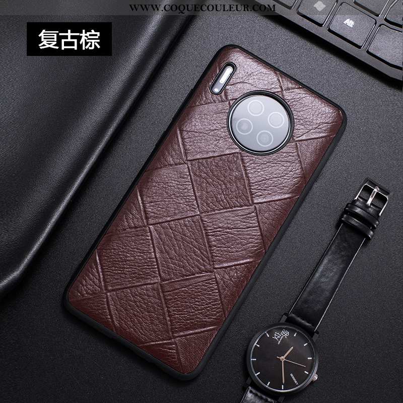 Étui Huawei Mate 30 Fluide Doux Téléphone Portable Légère, Coque Huawei Mate 30 Cuir Véritable Tout 