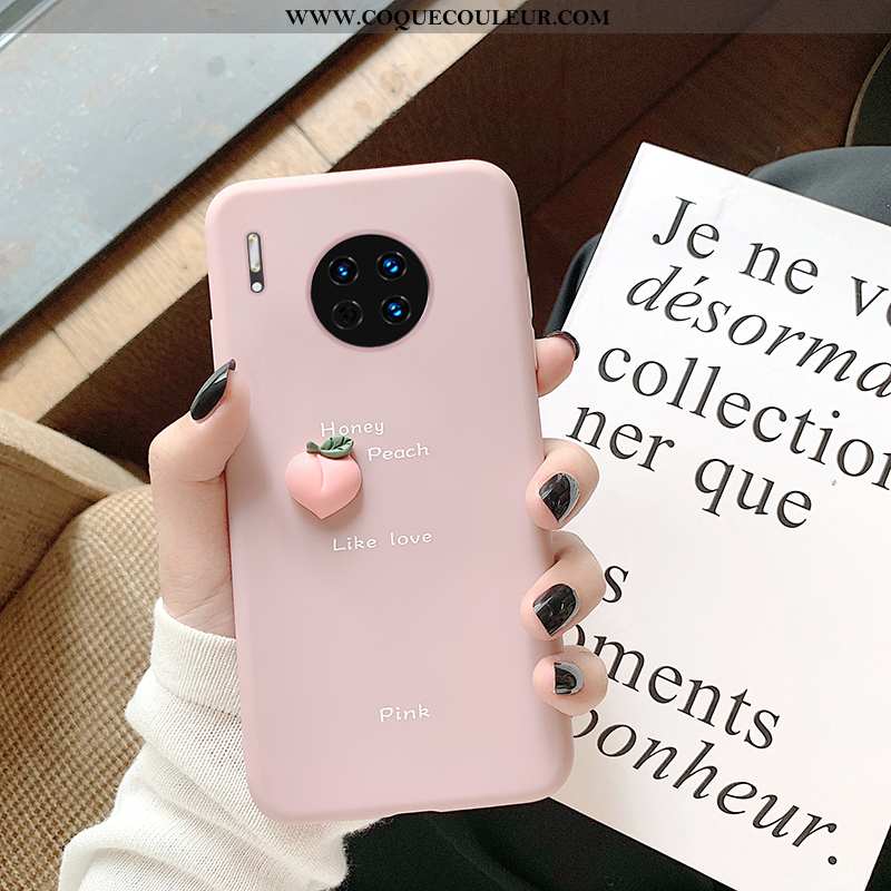 Housse Huawei Mate 30 Personnalité Coque Fluide Doux, Étui Huawei Mate 30 Créatif Silicone Rose