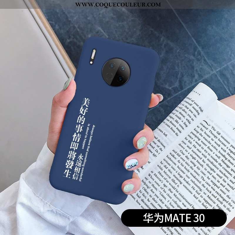 Housse Huawei Mate 30 Fluide Doux Créatif Légère, Étui Huawei Mate 30 Silicone Petit Bleu