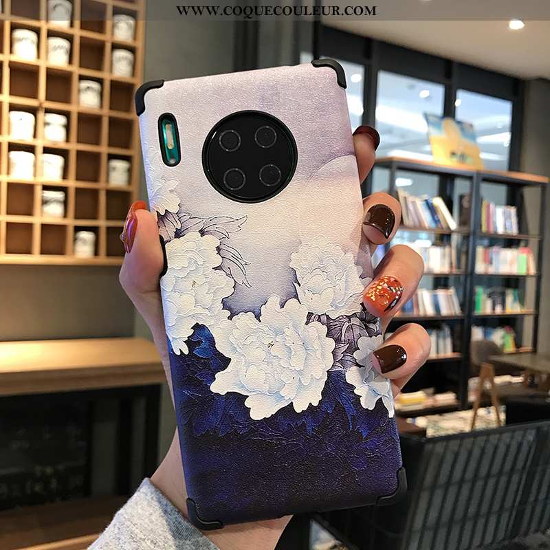 Étui Huawei Mate 30 Tendance Style Chinois Fluide Doux, Coque Huawei Mate 30 Modèle Fleurie Silicone