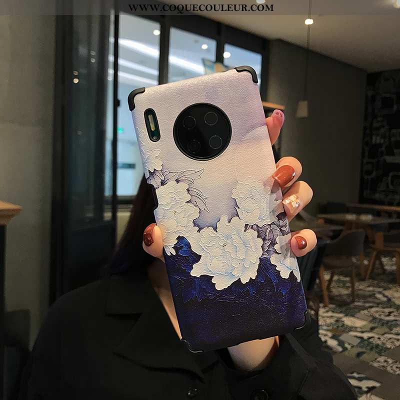 Étui Huawei Mate 30 Tendance Style Chinois Fluide Doux, Coque Huawei Mate 30 Modèle Fleurie Silicone