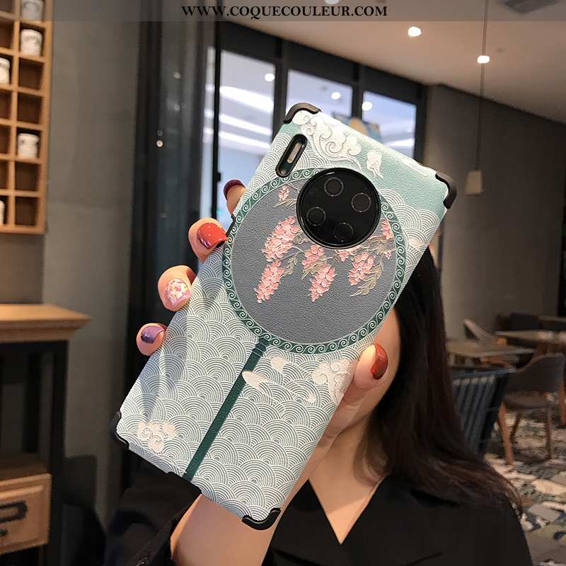 Étui Huawei Mate 30 Tendance Style Chinois Fluide Doux, Coque Huawei Mate 30 Modèle Fleurie Silicone