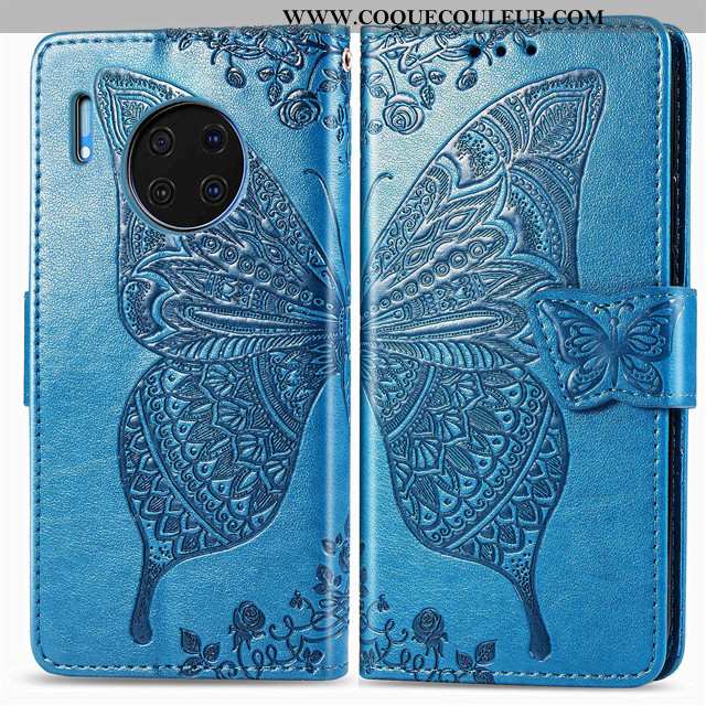 Coque Huawei Mate 30 Ornements Suspendus Bleu Protection, Housse Huawei Mate 30 Cuir Fluide Doux