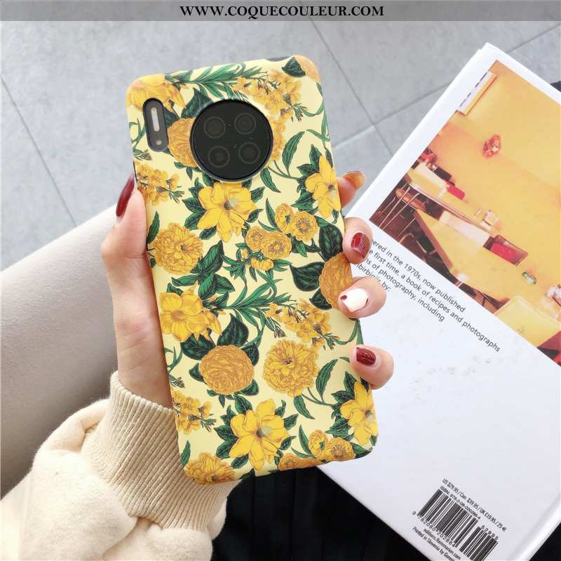 Étui Huawei Mate 30 Délavé En Daim Peinture À L'huile Légère, Coque Huawei Mate 30 Gaufrage Protecti