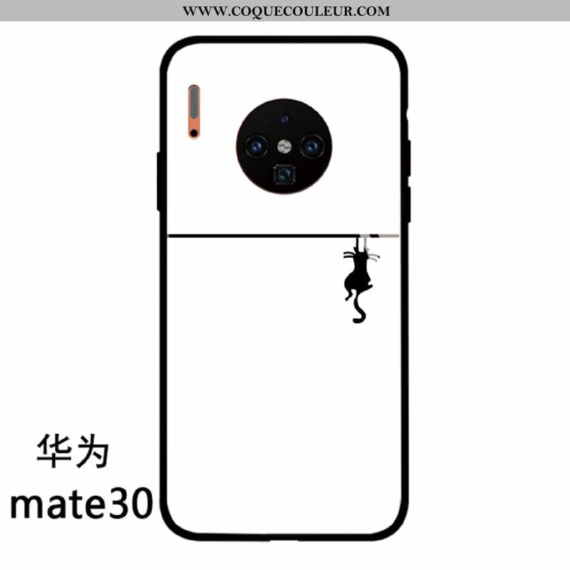 Housse Huawei Mate 30 Silicone Chat Tendance, Étui Huawei Mate 30 Protection Amoureux Noir