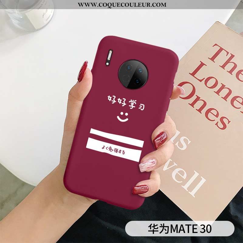 Housse Huawei Mate 30 Protection Net Rouge Incassable, Étui Huawei Mate 30 Silicone Téléphone Portab