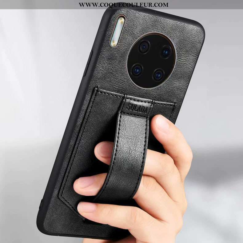 Housse Huawei Mate 30 Protection Anneau Téléphone Portable, Étui Huawei Mate 30 Cuir Support Noir