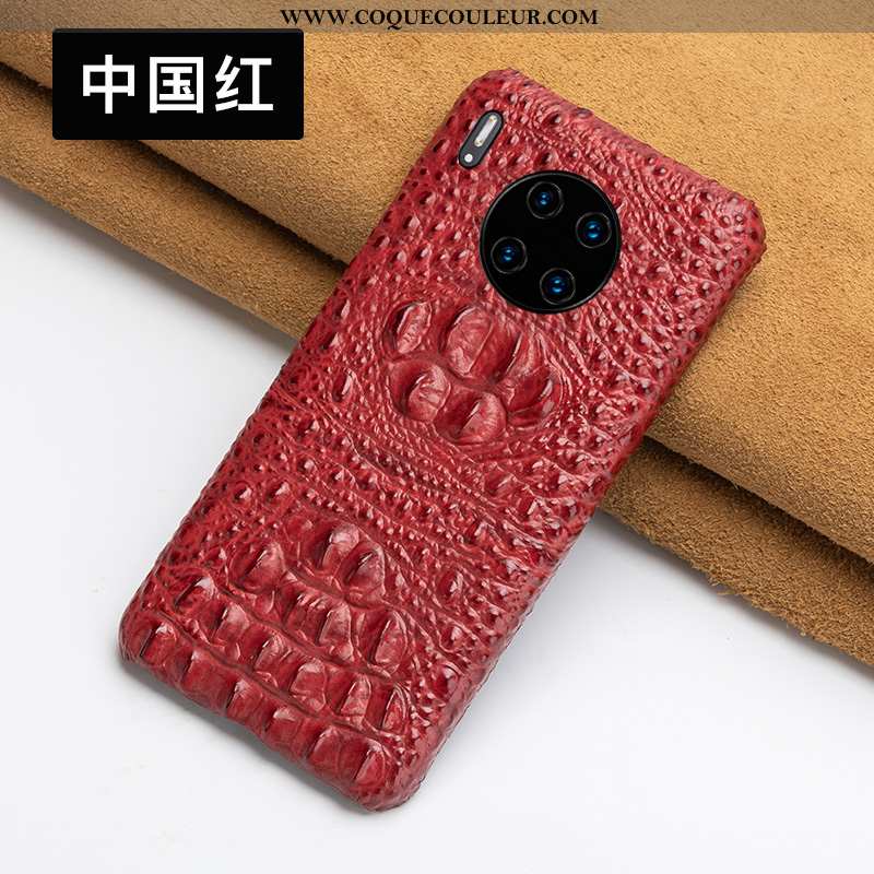 Coque Huawei Mate 30 Cuir Qualité Bovins, Housse Huawei Mate 30 Protection Personnalisé Rouge