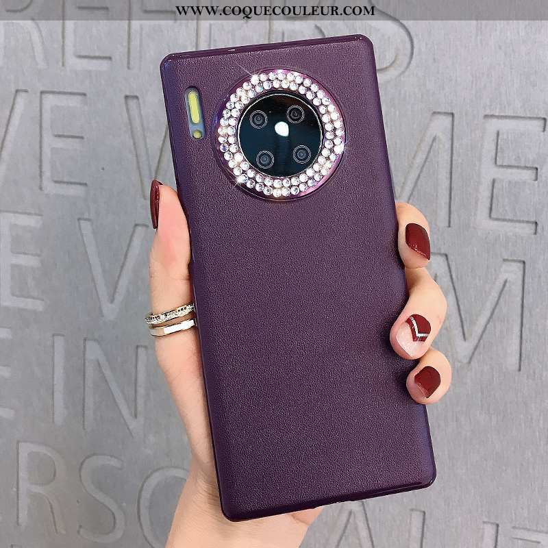 Housse Huawei Mate 30 Strass Protection Violet, Étui Huawei Mate 30 Tendance Coque Violet