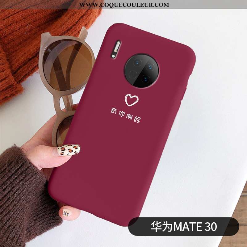 Coque Huawei Mate 30 Légère Téléphone Portable Simple, Housse Huawei Mate 30 Fluide Doux Amour Rouge