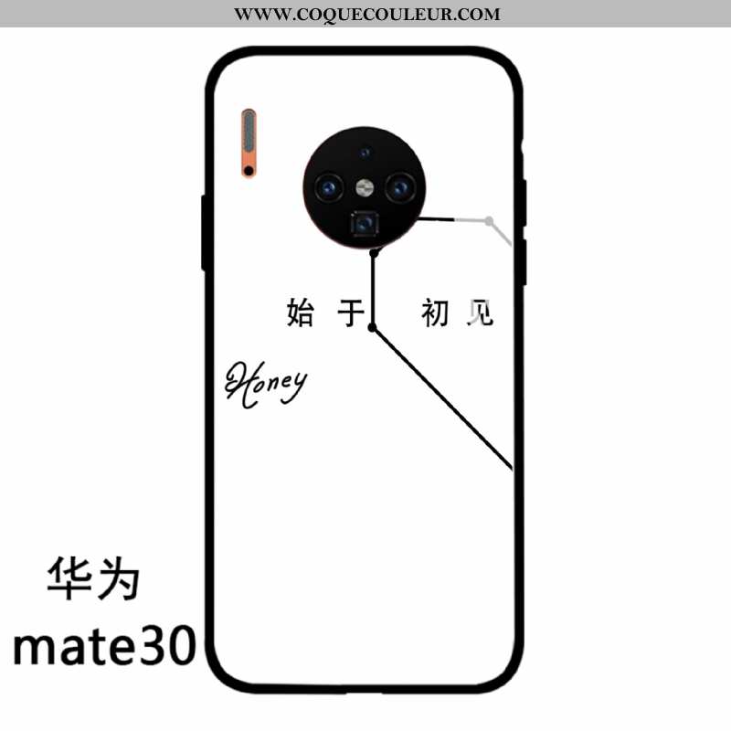 Housse Huawei Mate 30 Tendance Verre Coque, Étui Huawei Mate 30 Protection Téléphone Portable Noir