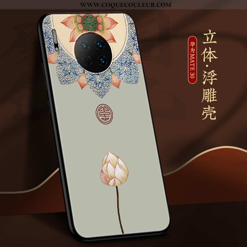 Housse Huawei Mate 30 Créatif Silicone Style Chinois, Étui Huawei Mate 30 Ultra Net Rouge Bleu