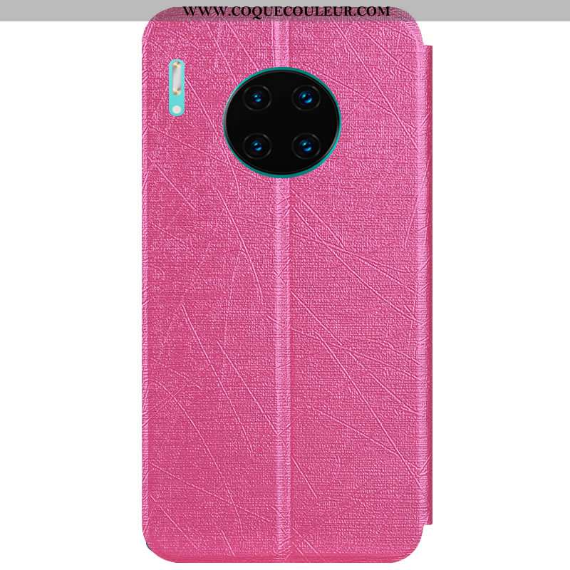 Coque Huawei Mate 30 Fluide Doux Étui Cuir, Housse Huawei Mate 30 Protection Téléphone Portable Rose