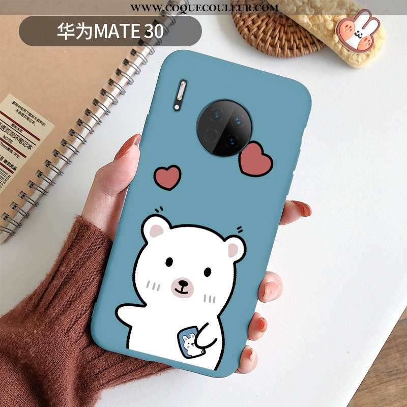 Coque Huawei Mate 30 Dessin Animé Simple Nouveau, Housse Huawei Mate 30 Charmant Amour Bleu